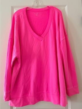 Lane Bryant LIVI Bright Pink Crewneck Pullover